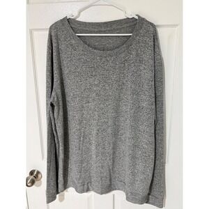 Zyia Active Heathered Gray Long Sleeve Crew Neck Relaxed Fit Top Womens XXL